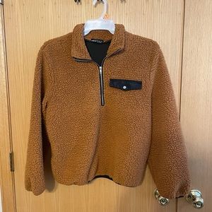 Shein Quarter Zip Sherpa Jacket, Size Large